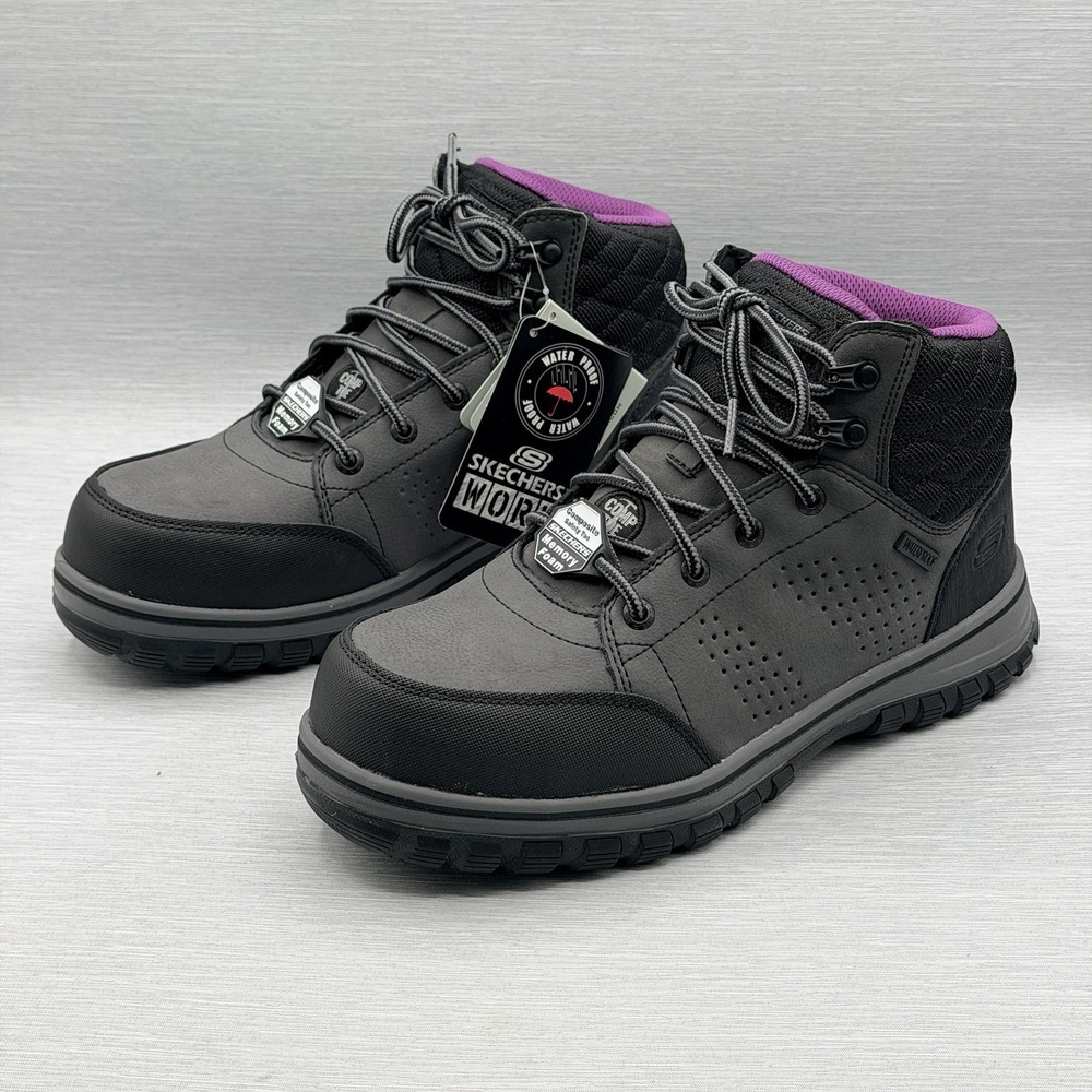 Skechers Work Women's 9 Composite Toe Boots Black Waterproof EH Leather Safety